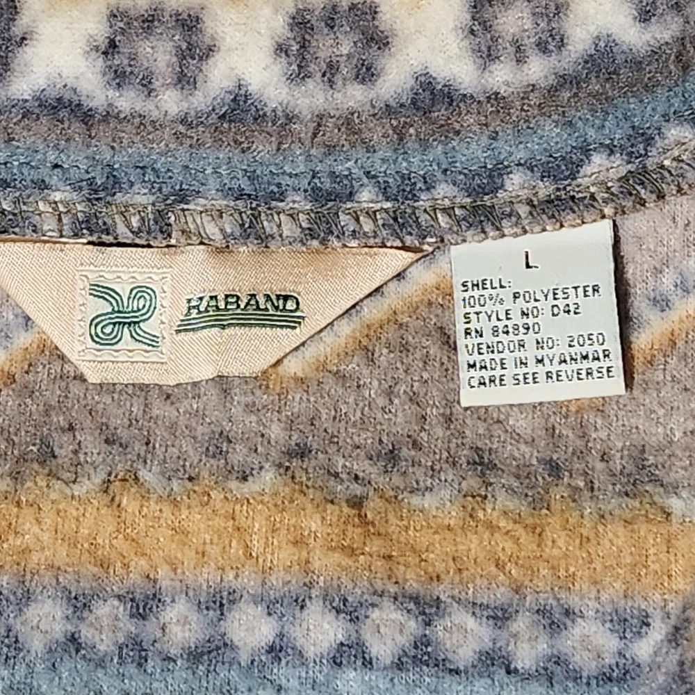 Vtg Haband Fleece Jacket Womens Sz Large Aztec Full Zip Southwest Pockets Warm - Picture 8 of 10